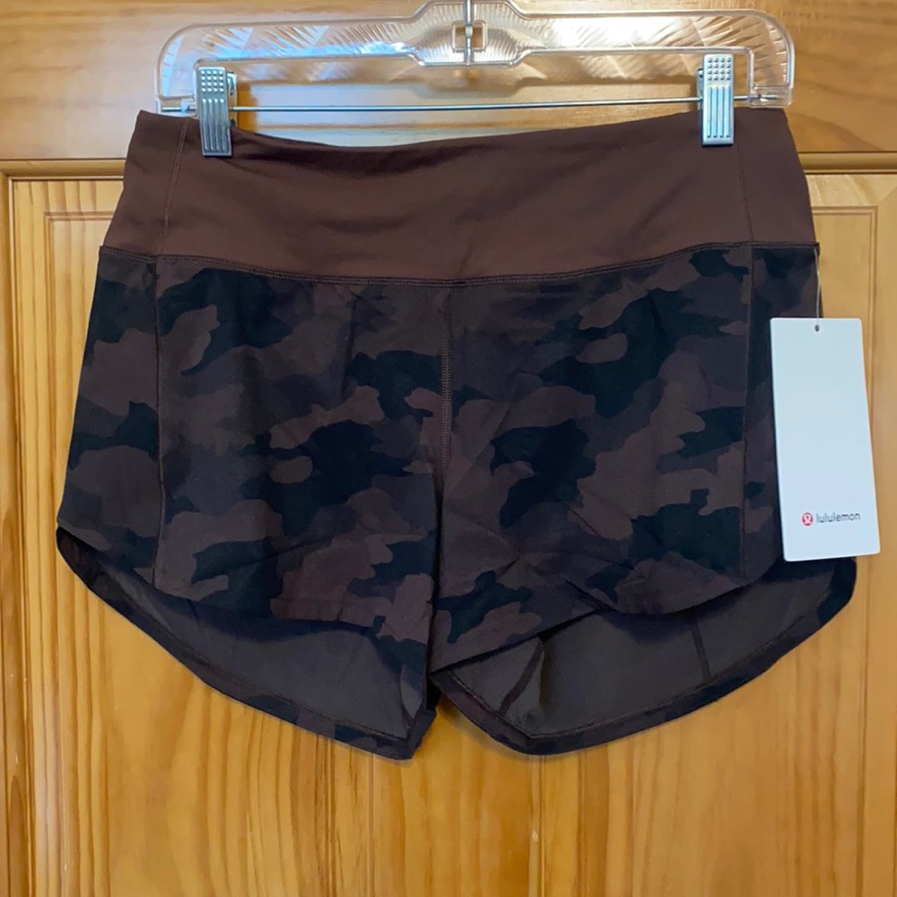 Brand new speed up 4” shorts brown camo size 6